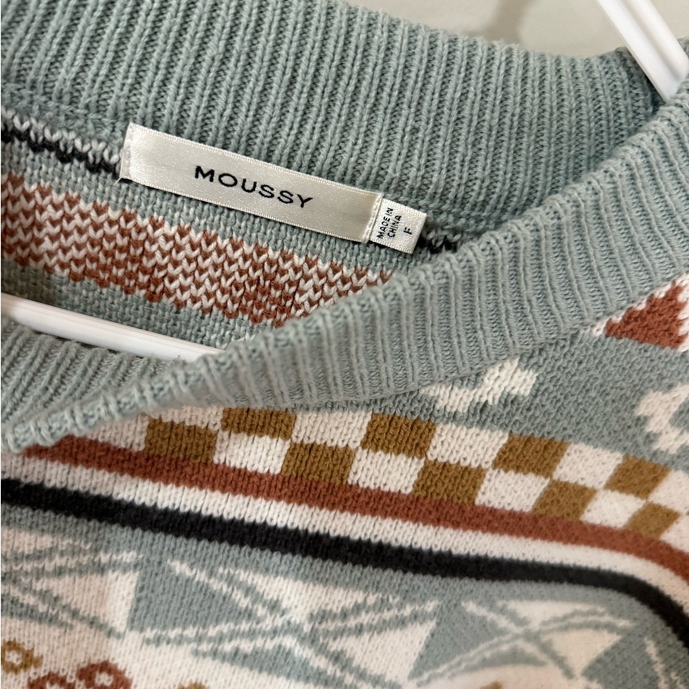 Moussy Fair Isle Crewneck Knitted Sweater Size F (One Size) - Picture 3 of 9
